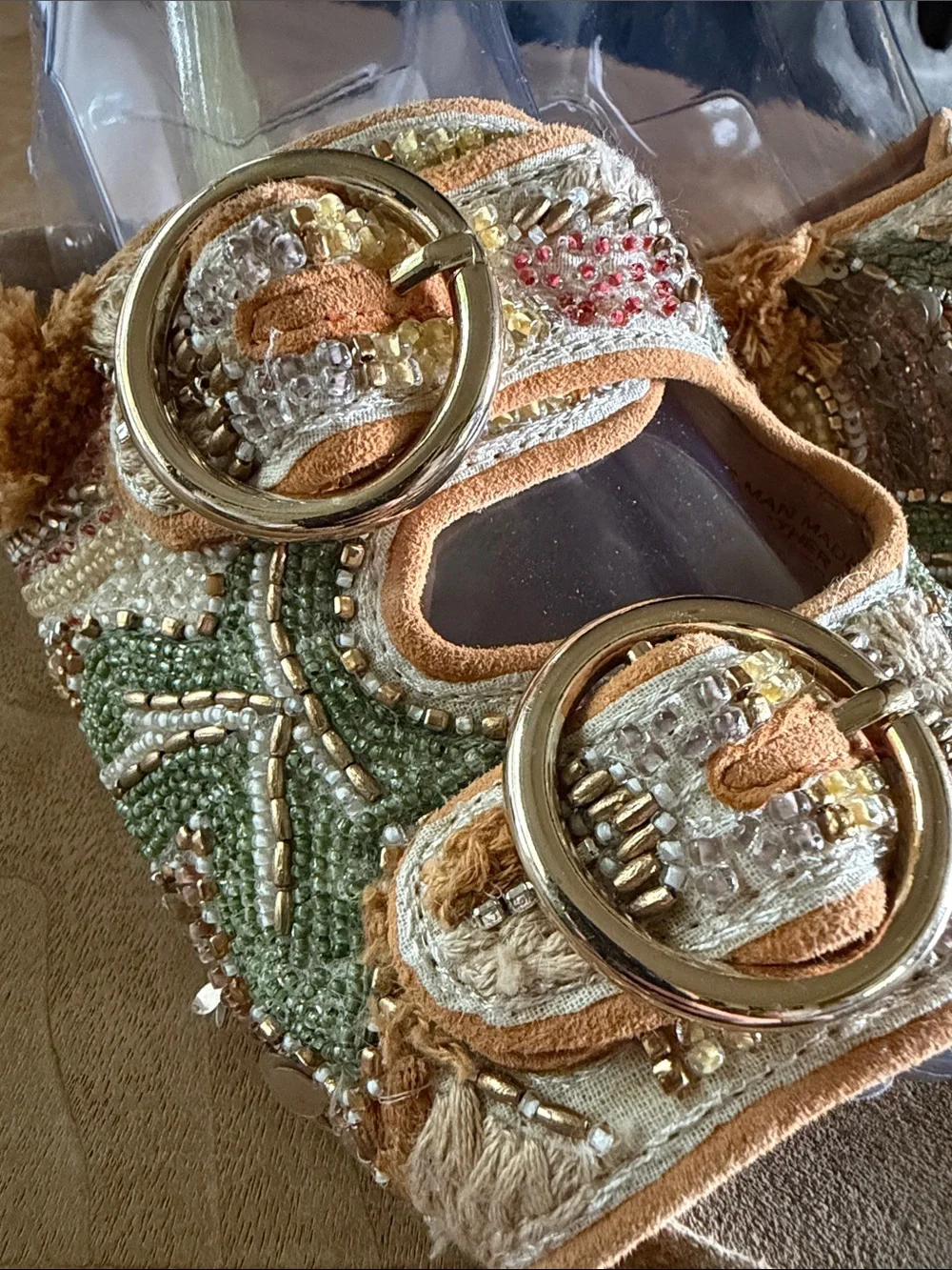 House of Harlow Beaded Boho Slides Sandals Size 8